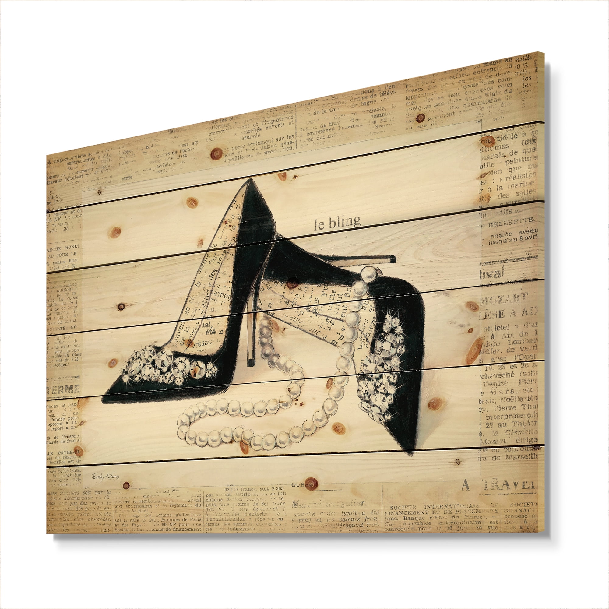 Designart 'Chic Fashion Closet I' Fashion Print on Natural Pine Wood