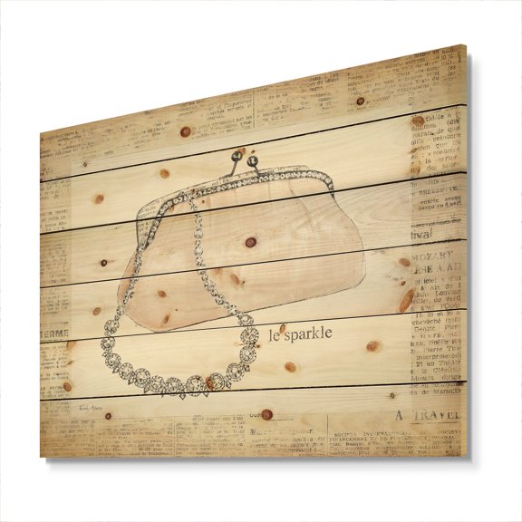 Designart 'Chic Fashion Closet II' Fashion Print on Natural Pine Wood