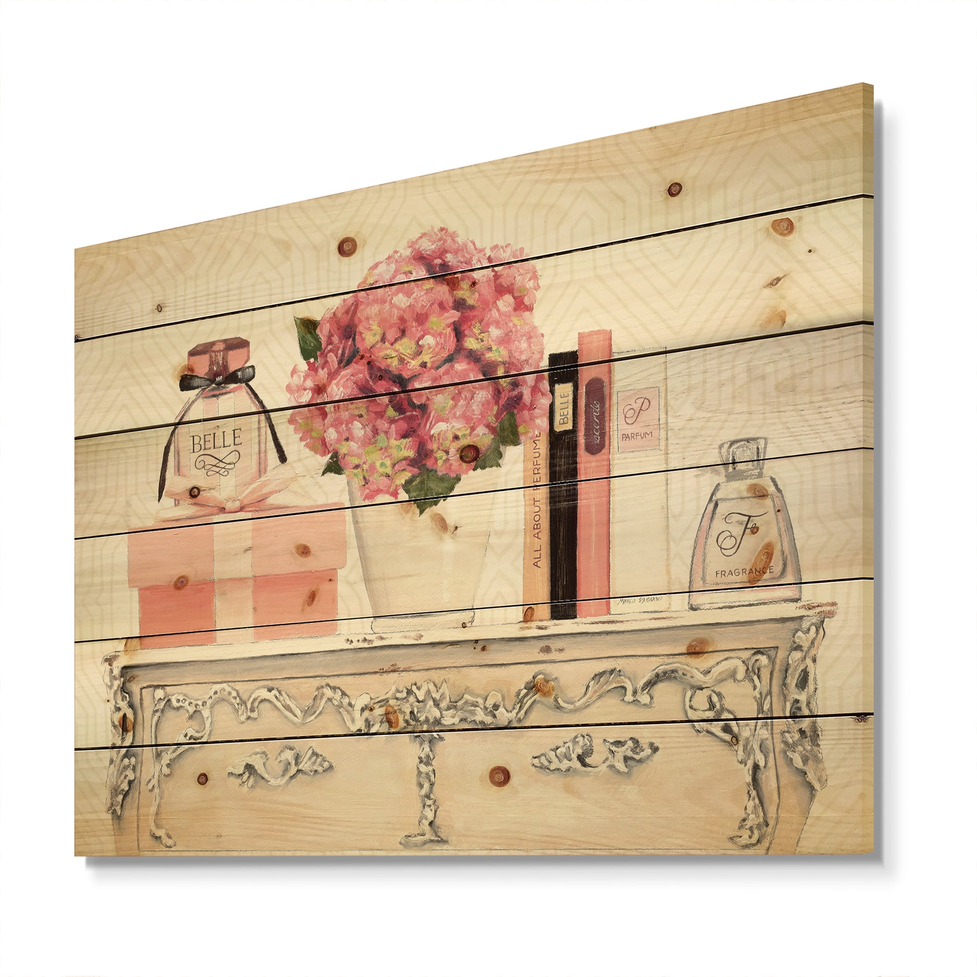 Designart 'Chic Fashion Closet IV' Fashion Print on Natural Pine Wood