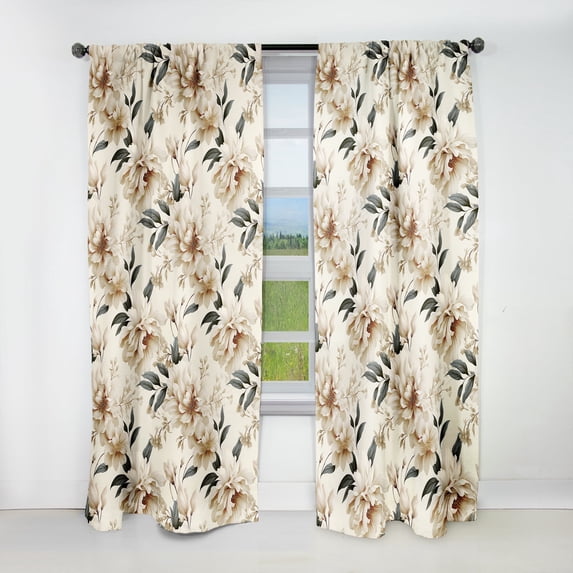 Designart "Chic Minimalism In Victorian Style" Floral Blackout Curtain Single Panel