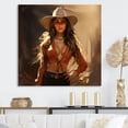 thumbnail image 1 of Designart "Chic Spirit of a Wild West Cowgirl IV" People Wall Art - International Yellow Cowgirls Bedroom Canvas Wall Art, 1 of 1