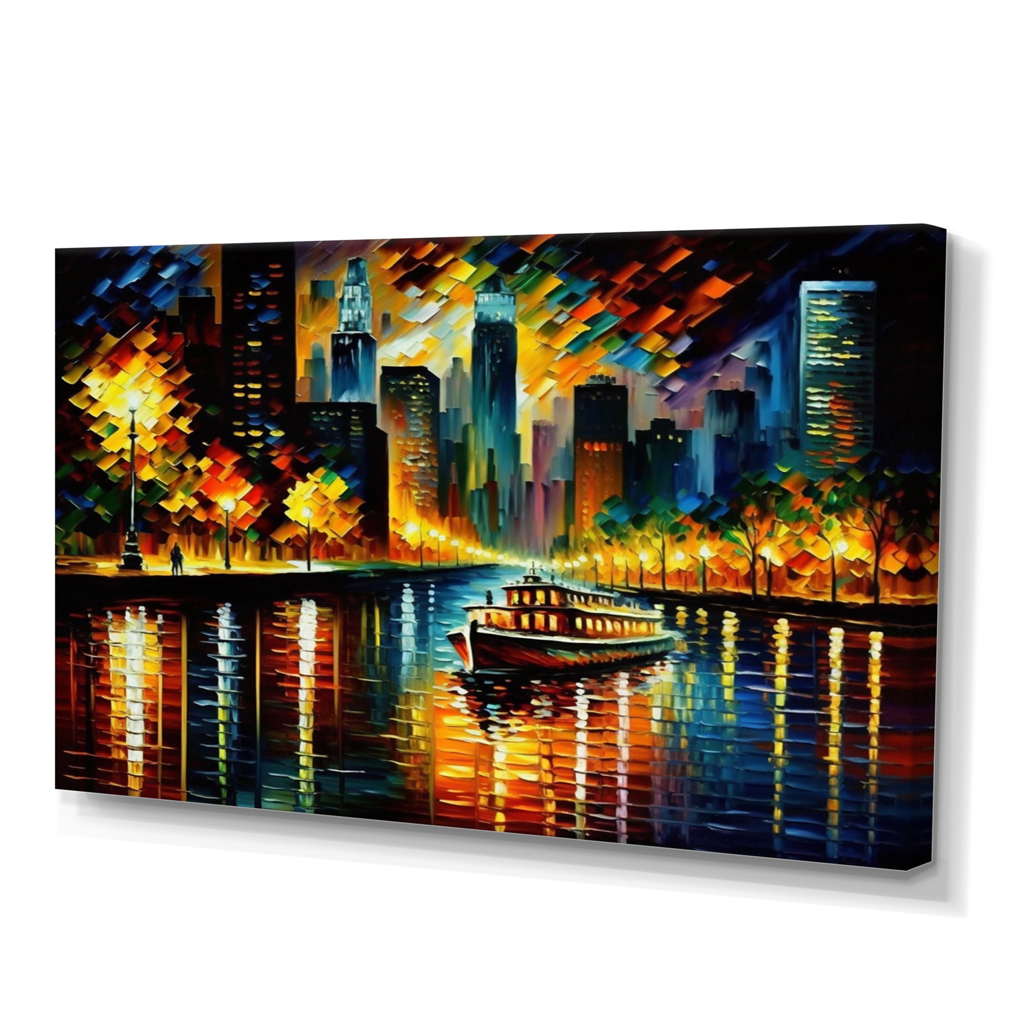 Designart Chicago River View In The Fall I Canvas Wall Art