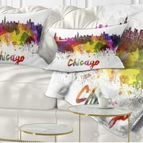 Designart Chicago Skyline - Cityscape Throw Pillow - 12x20