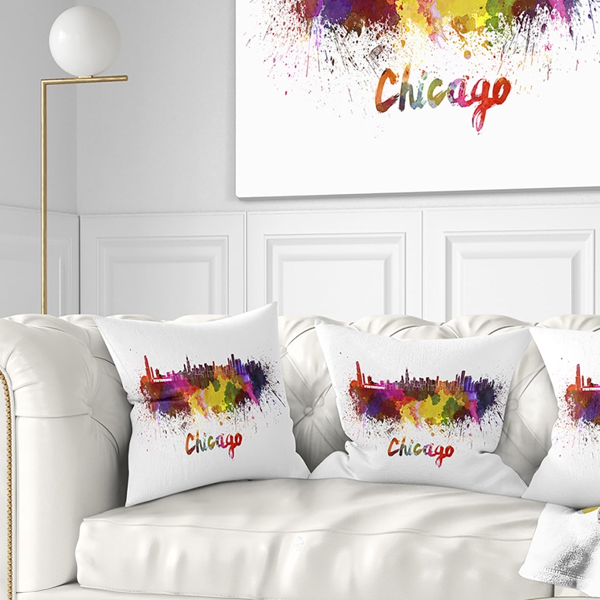 Designart Chicago Skyline - Cityscape Throw Pillow - 18x18