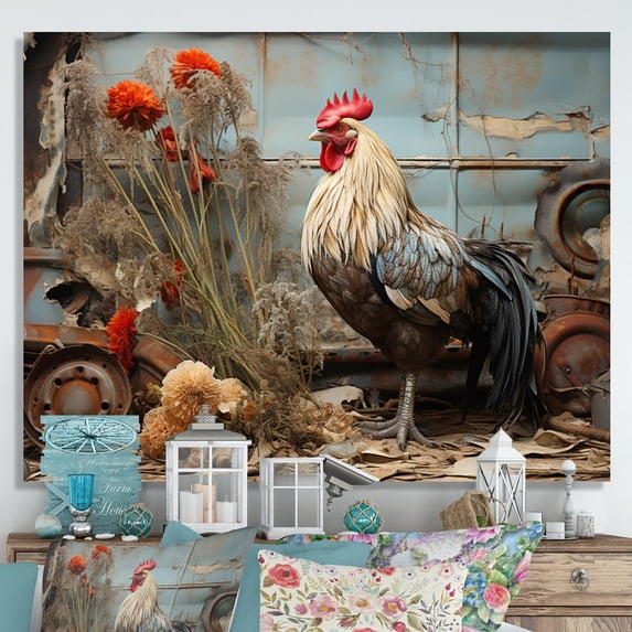 Designart "Chicken Barnyard Charm" Animals Wall Art Print