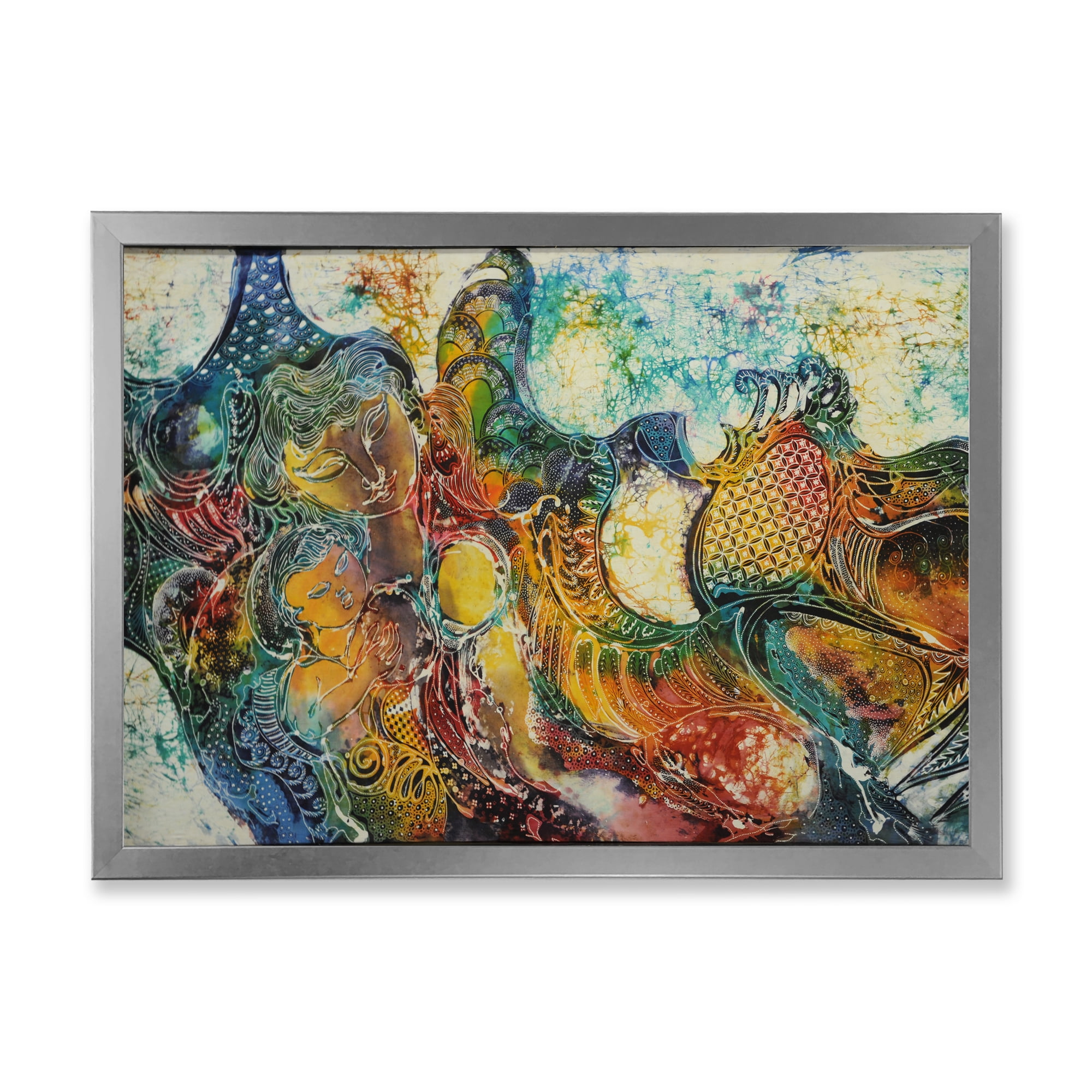 Designart 'Child With Mother With Batik' Modern Framed Art Print