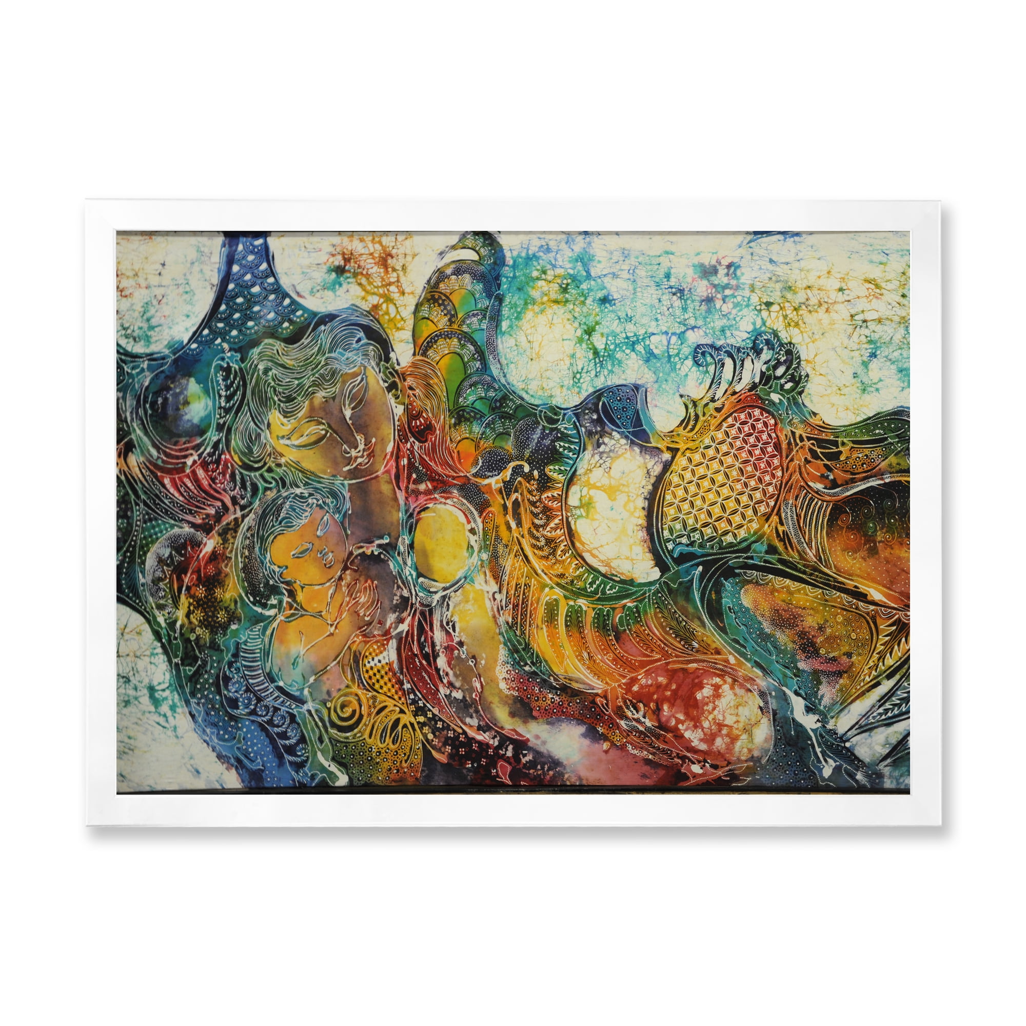 Designart 'Child With Mother With Batik' Modern Framed Art Print