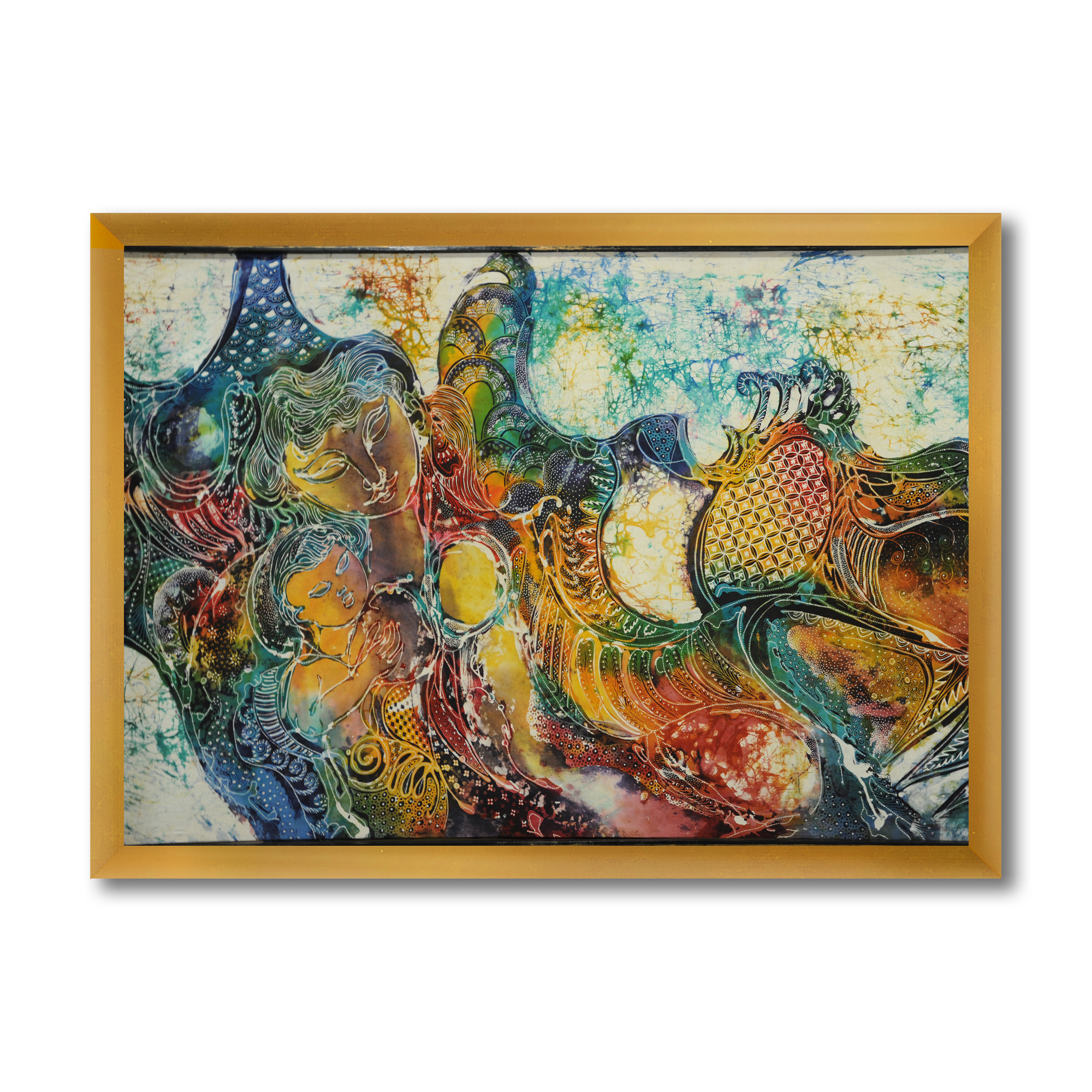 Designart 'Child With Mother With Batik' Modern Framed Art Print