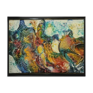 Designart 'Child With Mother With Batik' Modern Framed Canvas Wall Art Print