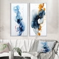 thumbnail image 1 of Designart "Childhood Memories Liquid Blue Ink Abstract" Abstract Painting Framed Wall Art Set Of 2 - Modern Blue Frame Gallery Set For Office Decor, 1 of 6