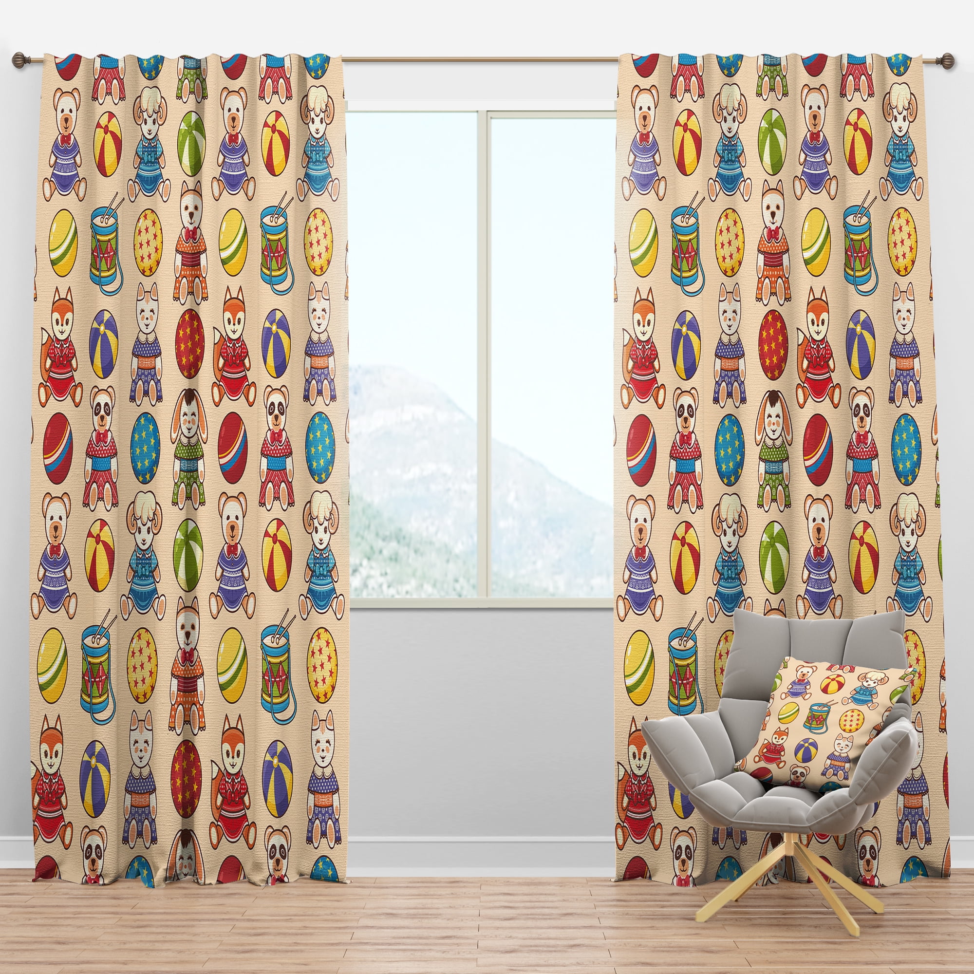 Designart 'Children'S Pattern Yellow Door' Modern Blackout Curtain Panel