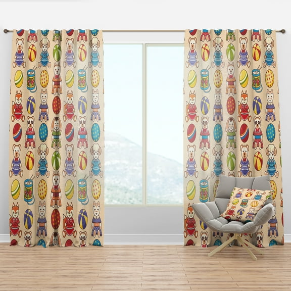 Designart 'Children'S Pattern Yellow Door' Modern Curtain Panel