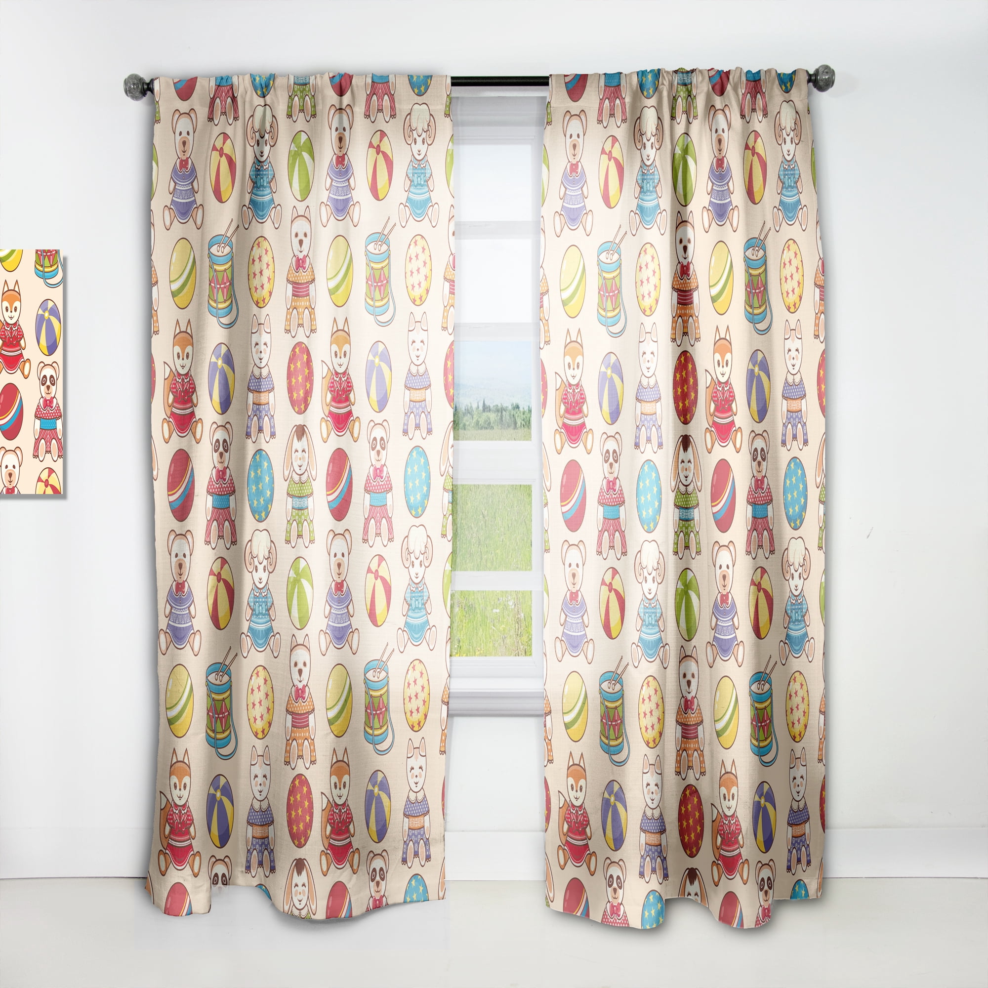 Designart 'Children'S Pattern Yellow Door' Modern Curtain Panel