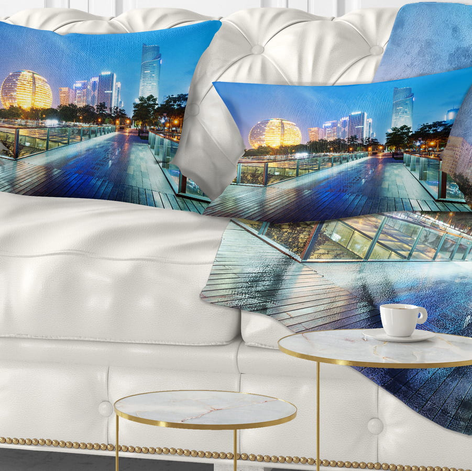 Designart China Hangzhou Skyscrapers - Cityscape Throw Pillow - 12x20