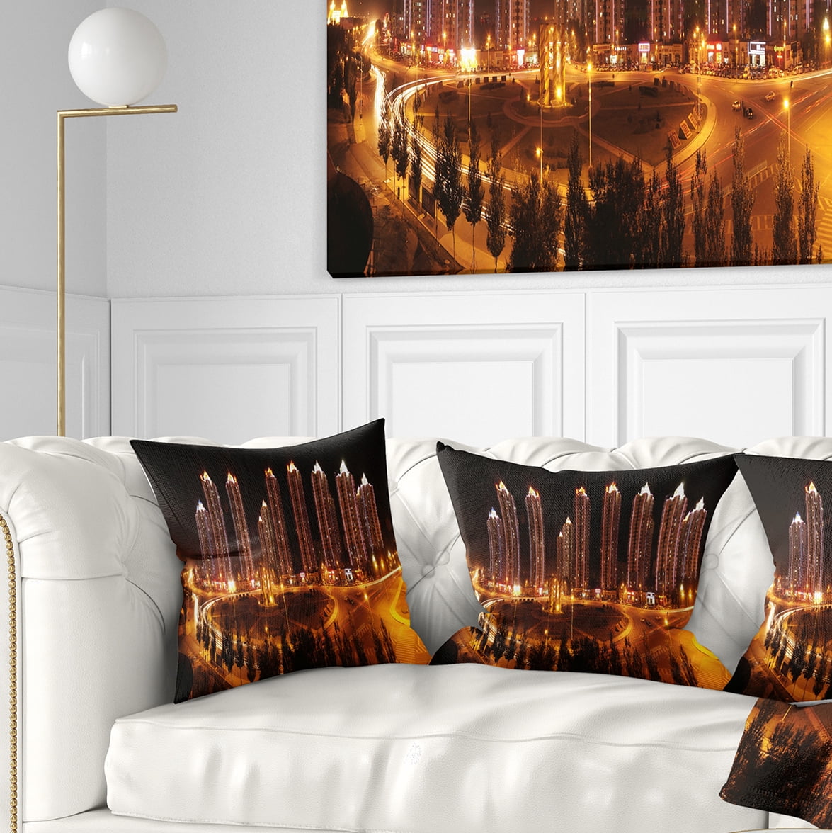Designart Chinese Cities - Cityscape Photography Throw Pillow - 18x18