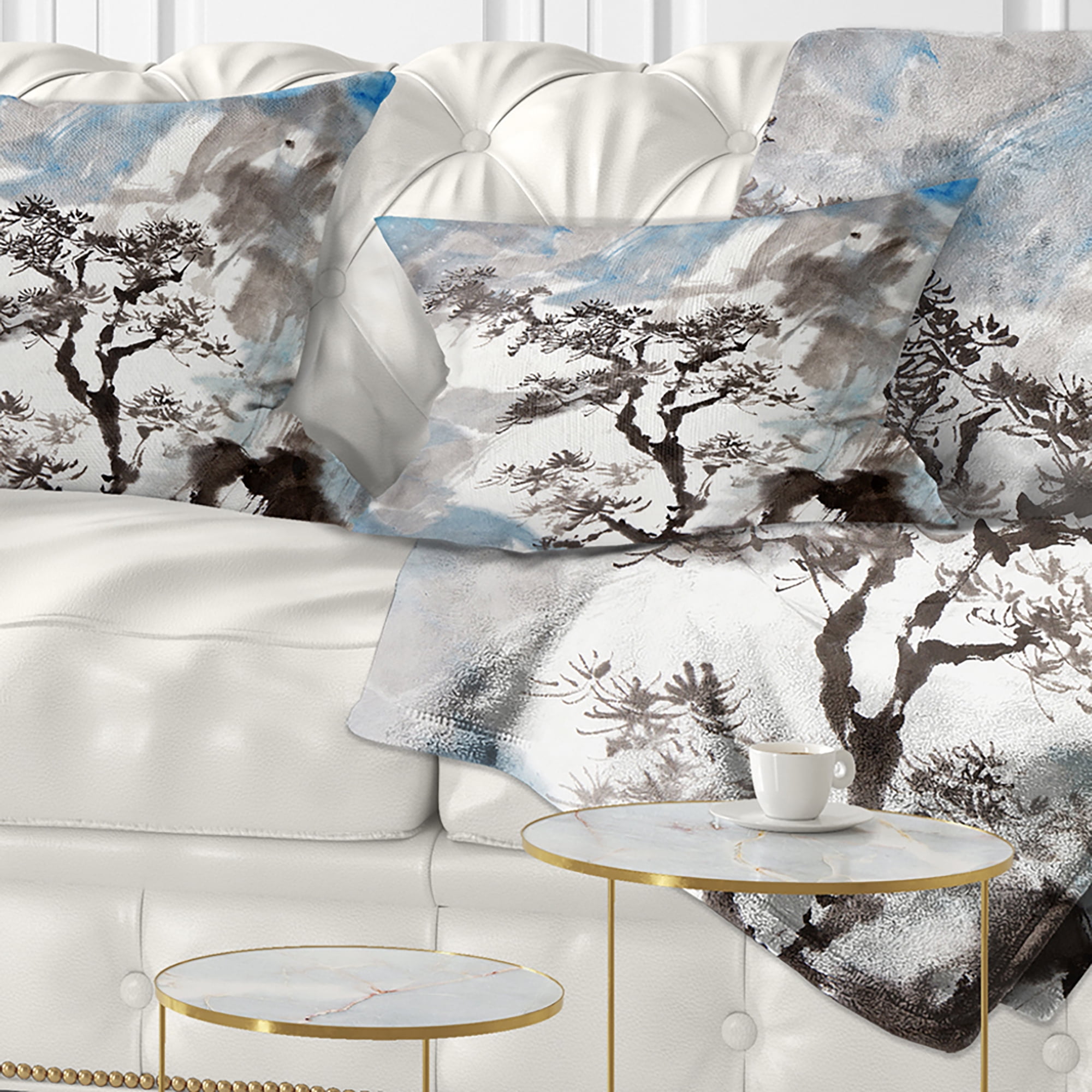 Designart Chinese Pine Tree - Trees Throw Pillow - 12x20