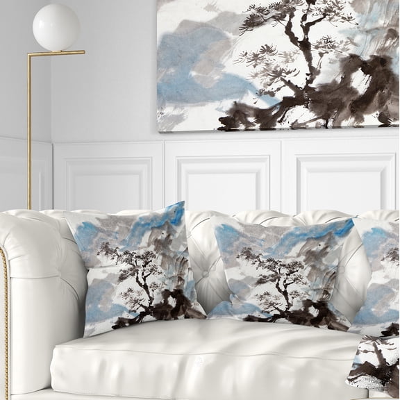 Designart Chinese Pine Tree - Trees Throw Pillow - 16x16