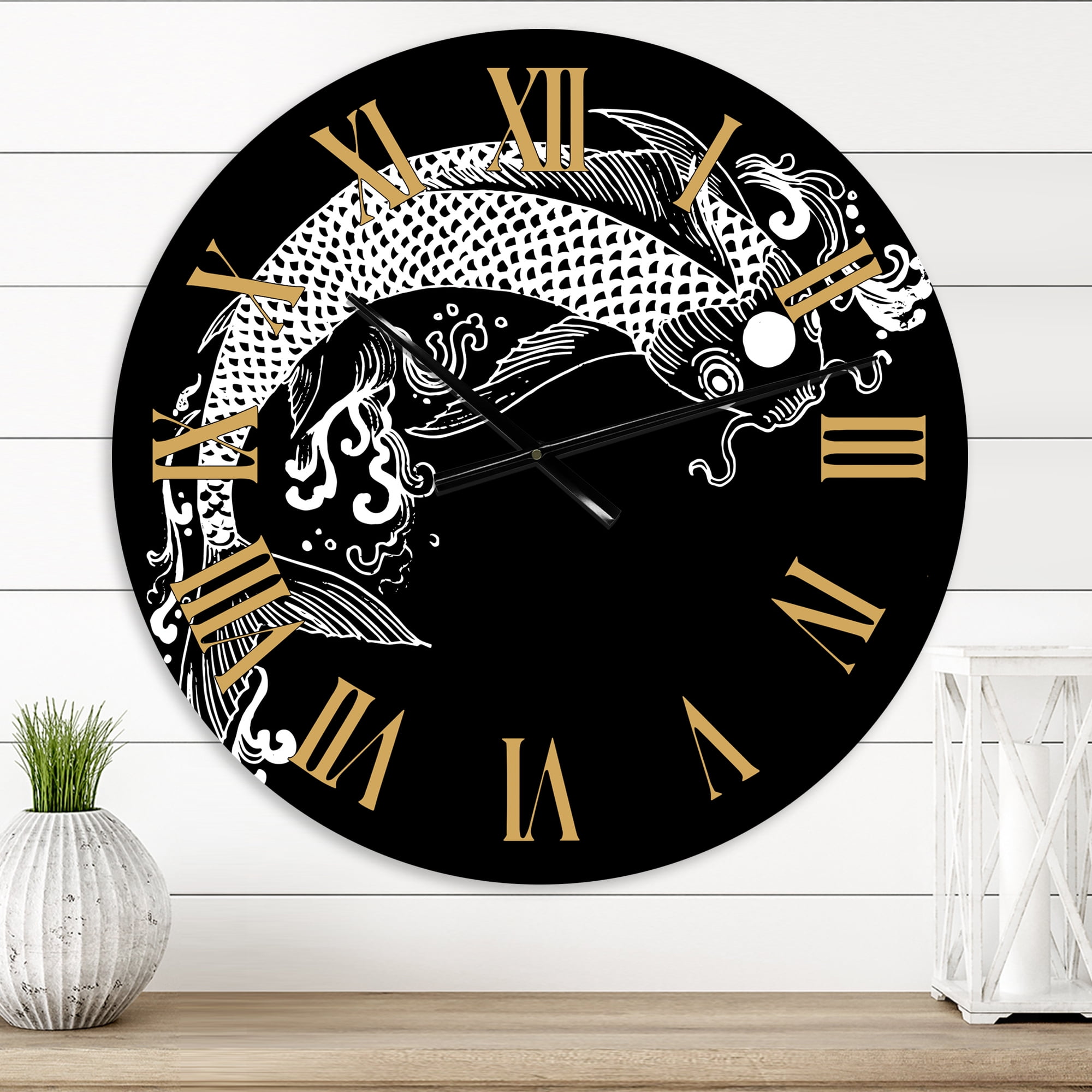 Designart 'Chinoiserie Koi Fish I' Traditional Wall Clock