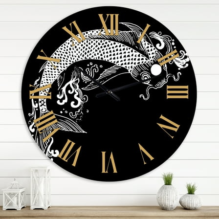 Designart 'Chinoiserie Koi Fish I' Traditional Wall Clock