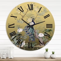 Designart 'Chinoiserie With Birds And Peonies Vi' Traditional Wall Clock