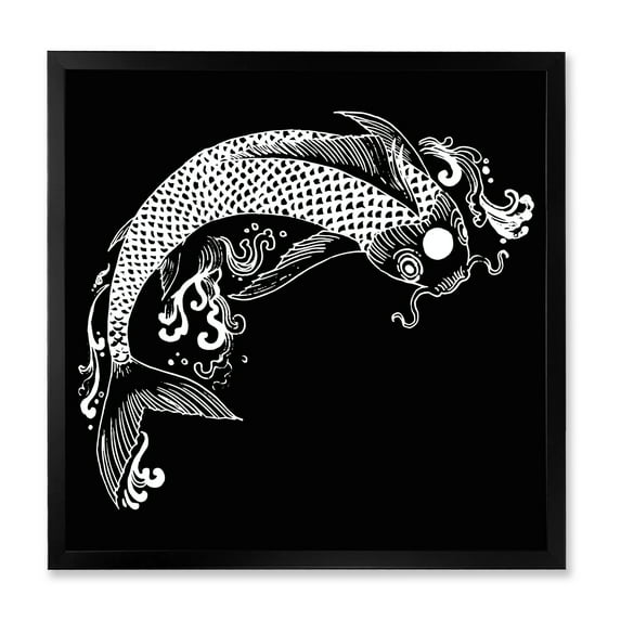 Designart 'Chinoiserie With Koi Fish I' Traditional Framed Art Print