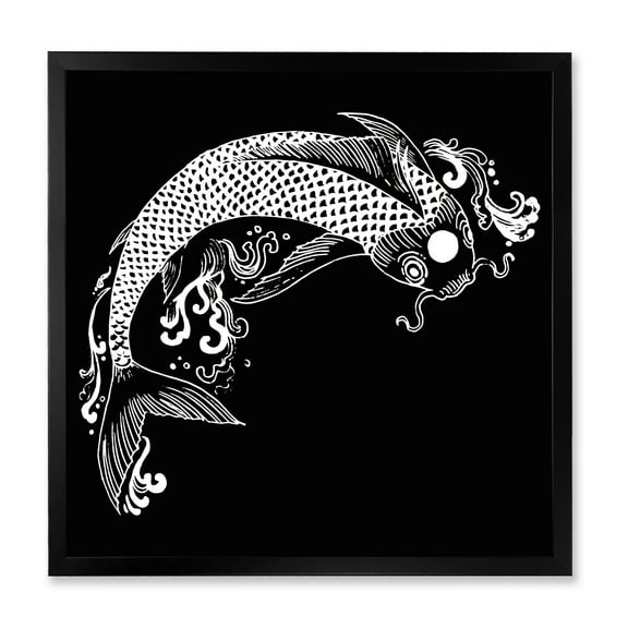 Designart 'Chinoiserie With Koi Fish I' Traditional Framed Art Print