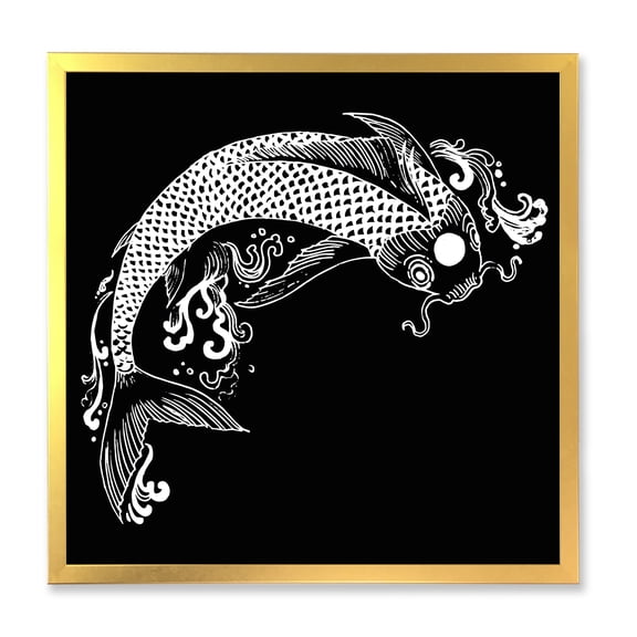 Designart 'Chinoiserie With Koi Fish I' Traditional Framed Art Print