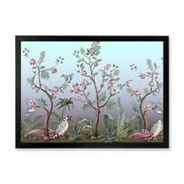 Designart 'Chinoiserie With Peonies and Birds II' Traditional Framed Art Print