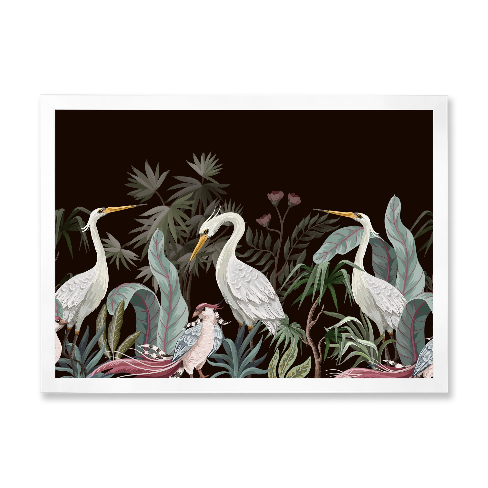 Designart 'Chinoiserie With Peonies and Birds III' Traditional Framed Art Print
