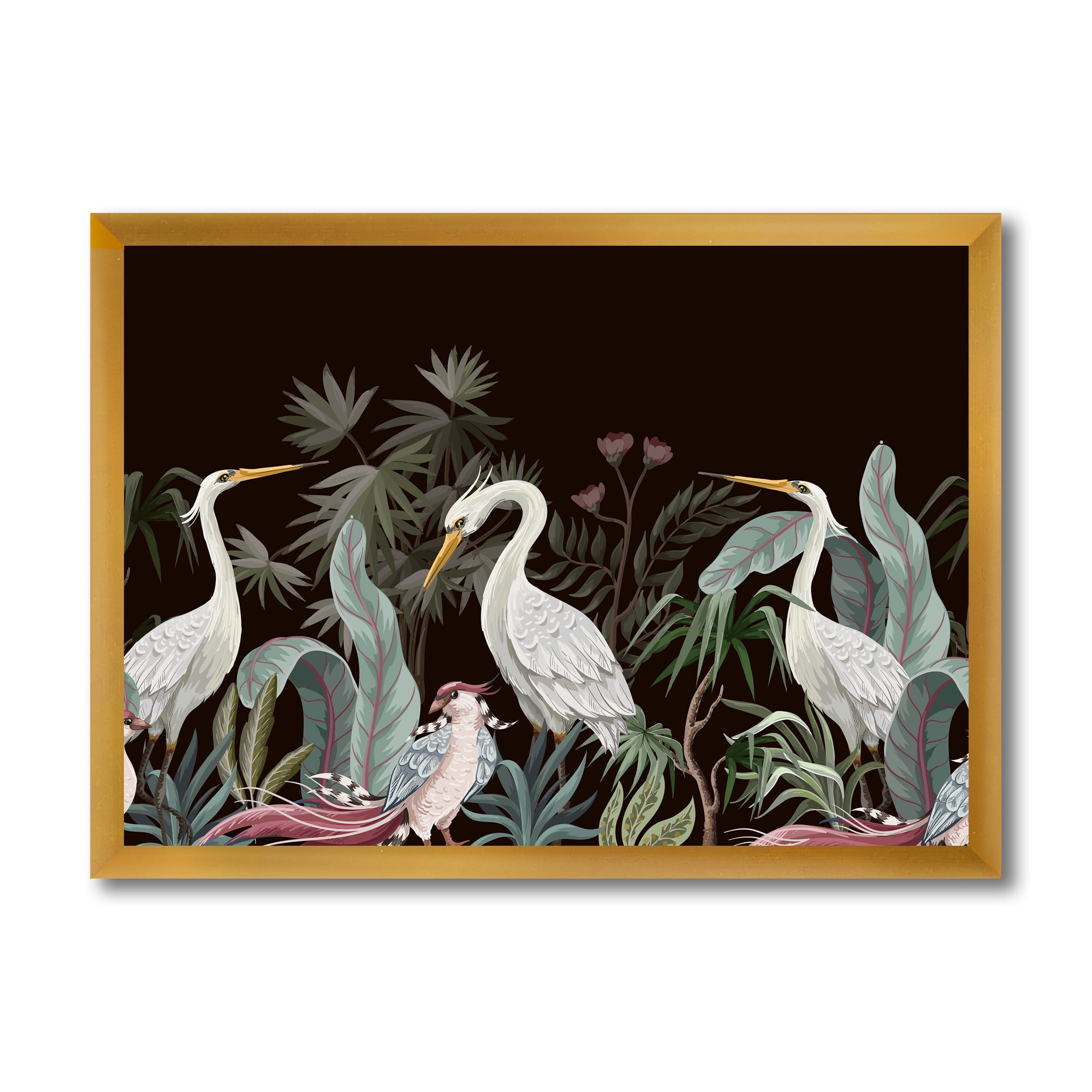 Designart 'Chinoiserie With Peonies and Birds III' Traditional Framed Art Print