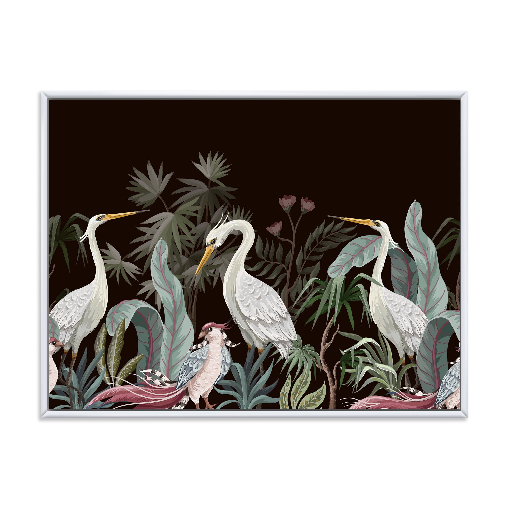 Designart 'Chinoiserie With Peonies and Birds III' Traditional Framed Canvas Wall Art Print