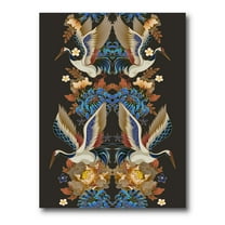 Designart ' Chinoiserie With Peonies and Birds IX ' Traditional Canvas Wall Art Print