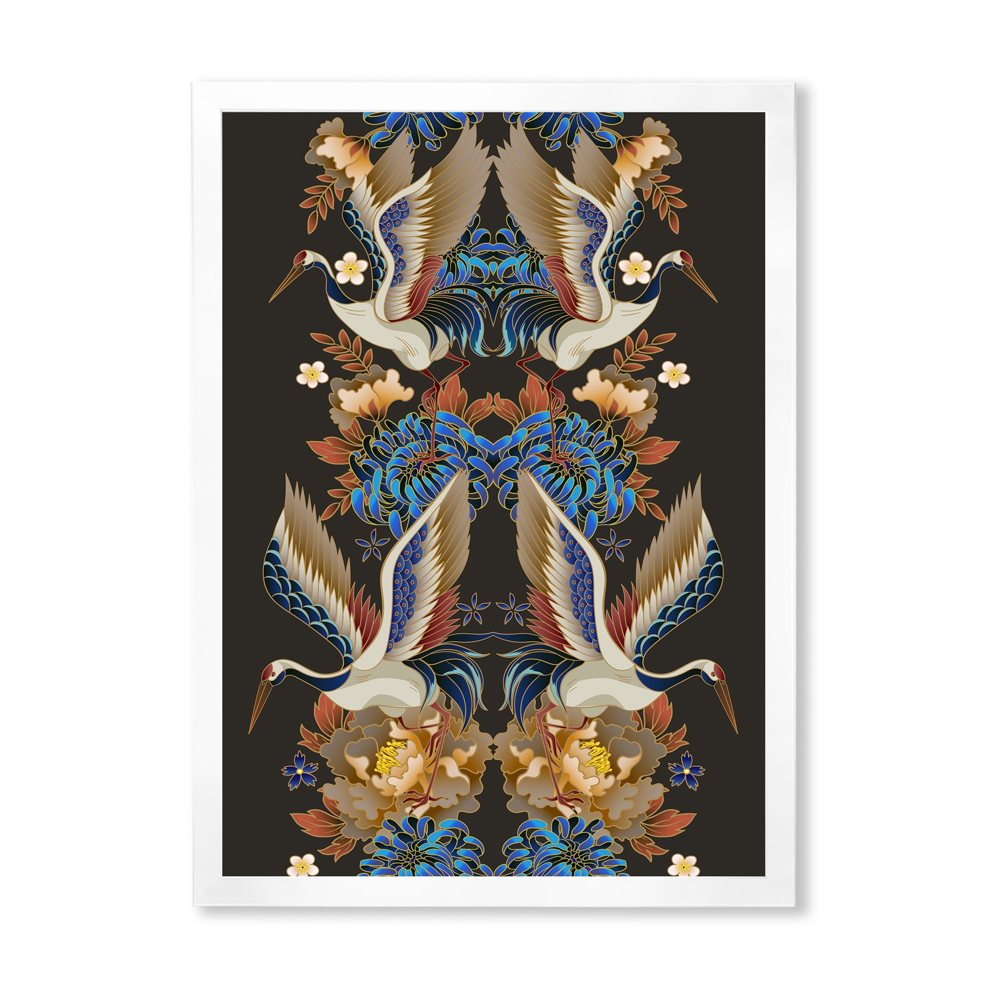 Designart 'Chinoiserie With Peonies and Birds IX' Traditional Framed Art Print