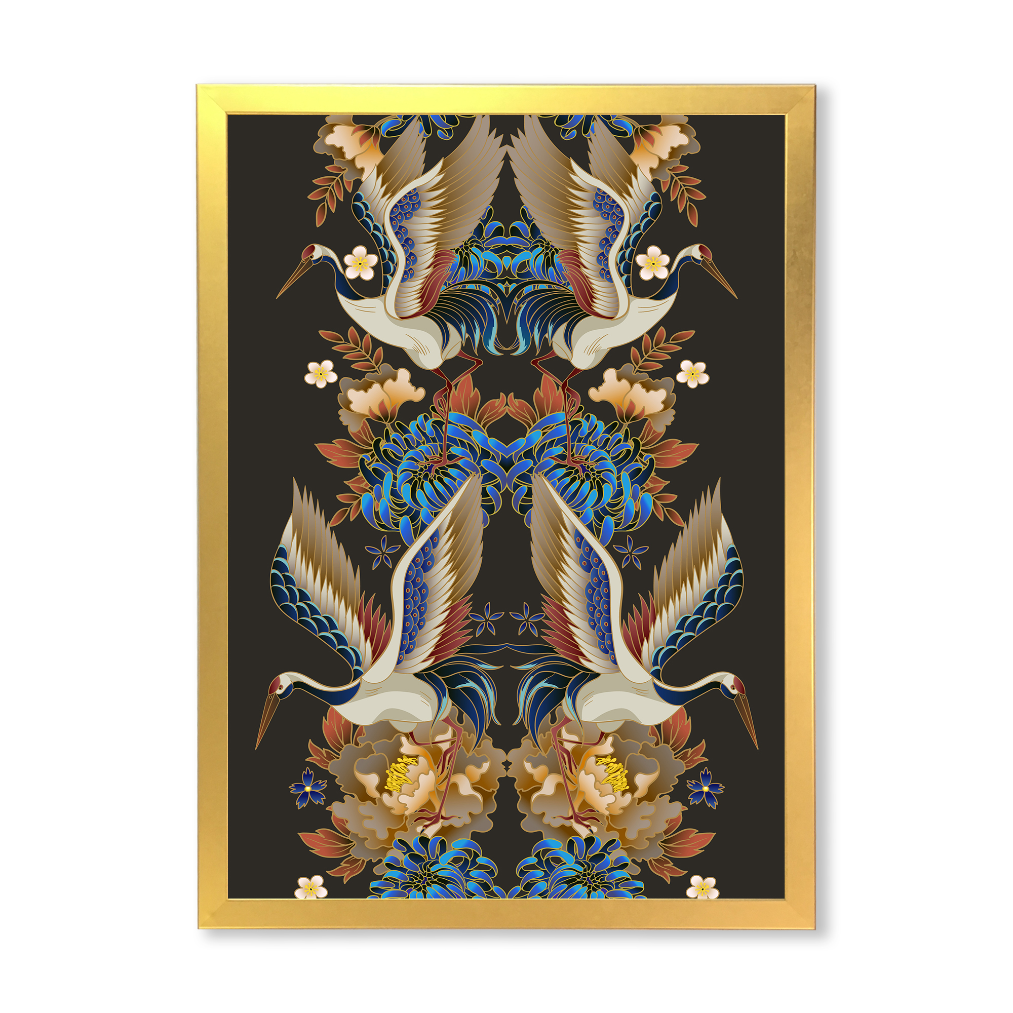 Designart 'Chinoiserie With Peonies and Birds IX' Traditional Framed Art Print