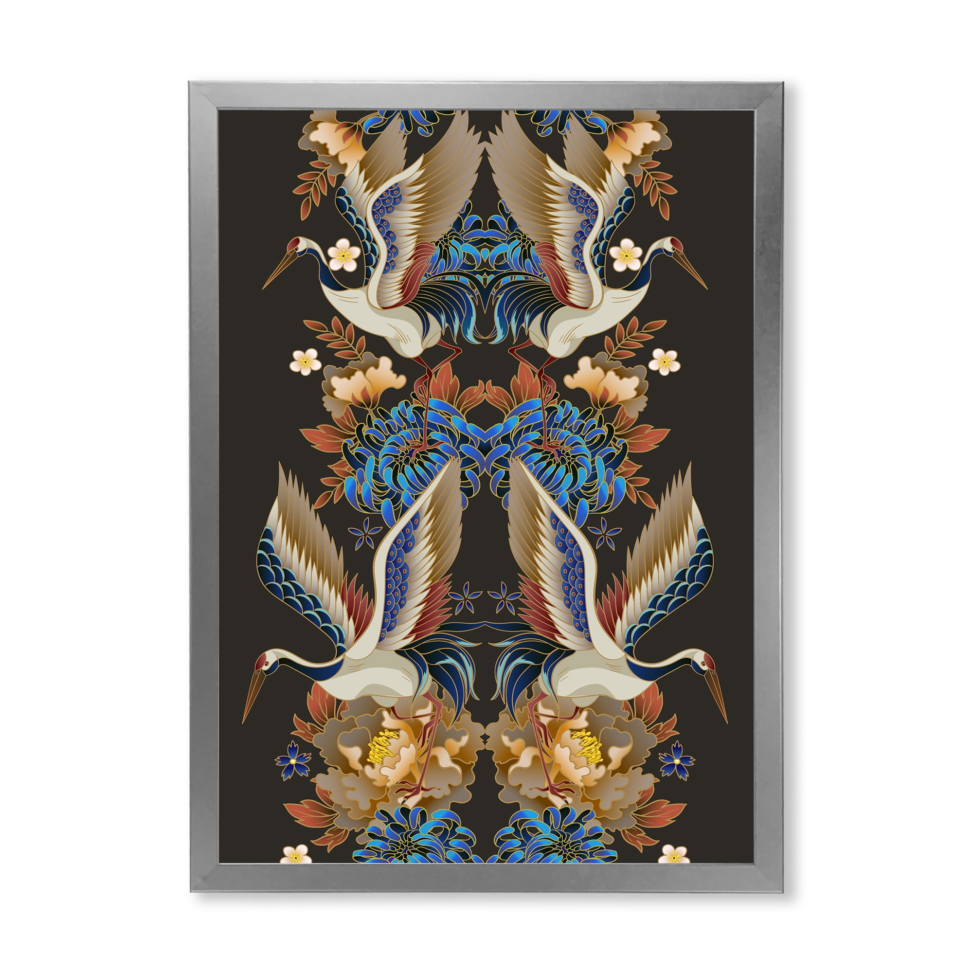 Designart 'Chinoiserie With Peonies and Birds IX' Traditional Framed Art Print