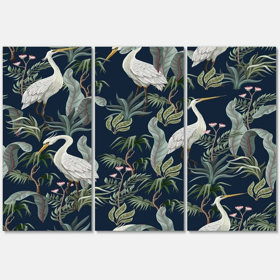 Designart ' Chinoiserie With Peonies and Birds VII ' Traditional Canvas Wall Art Print