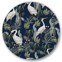 Designart 'Chinoiserie With Peonies and Birds VII' Traditional Circle Metal Wall Art 36x36 - Disc of 36