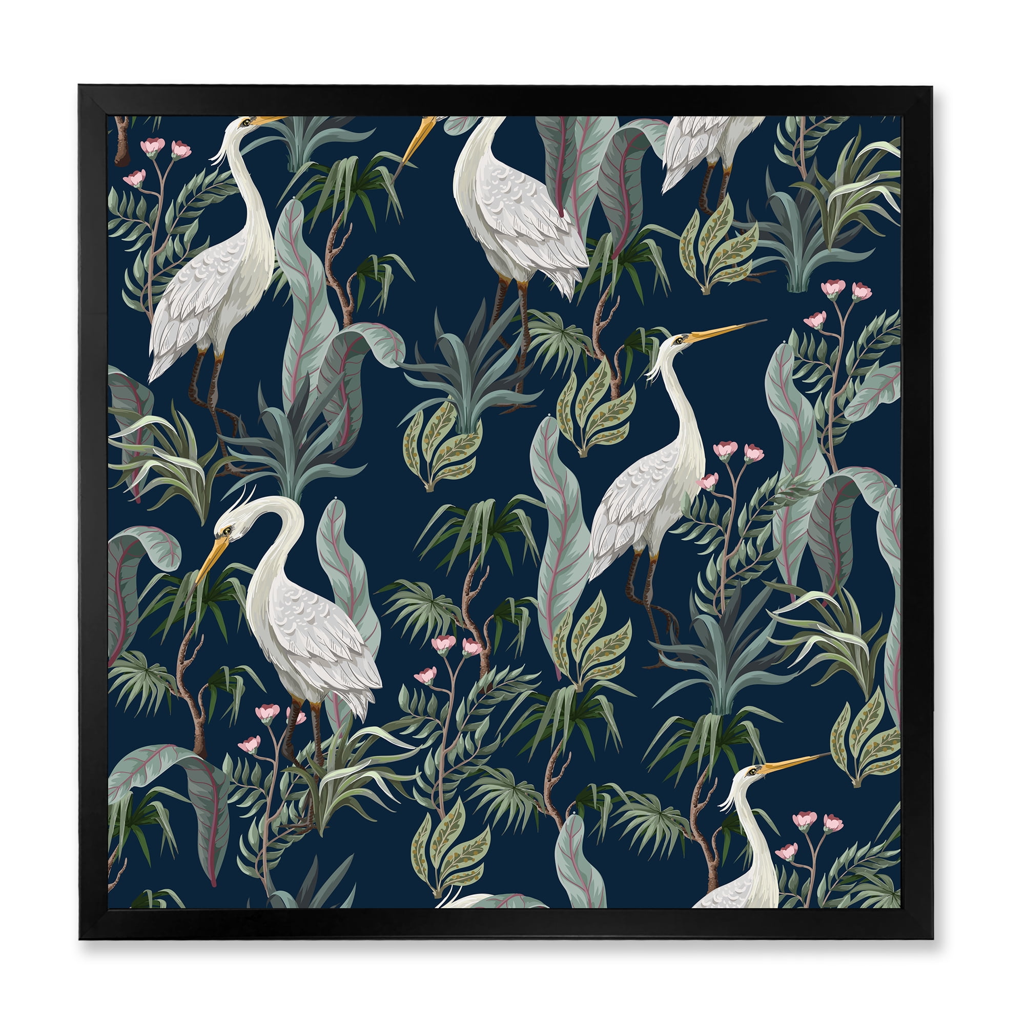 Designart 'Chinoiserie With Peonies and Birds VII' Traditional Framed Art Print