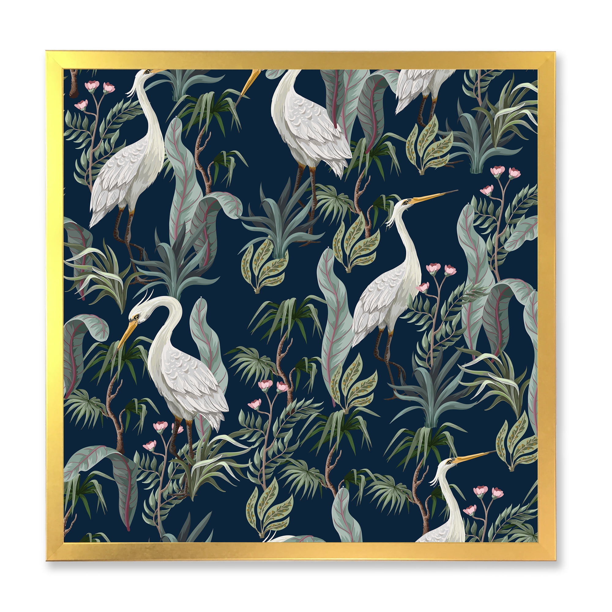 Designart 'Chinoiserie With Peonies and Birds VII' Traditional Framed Art Print