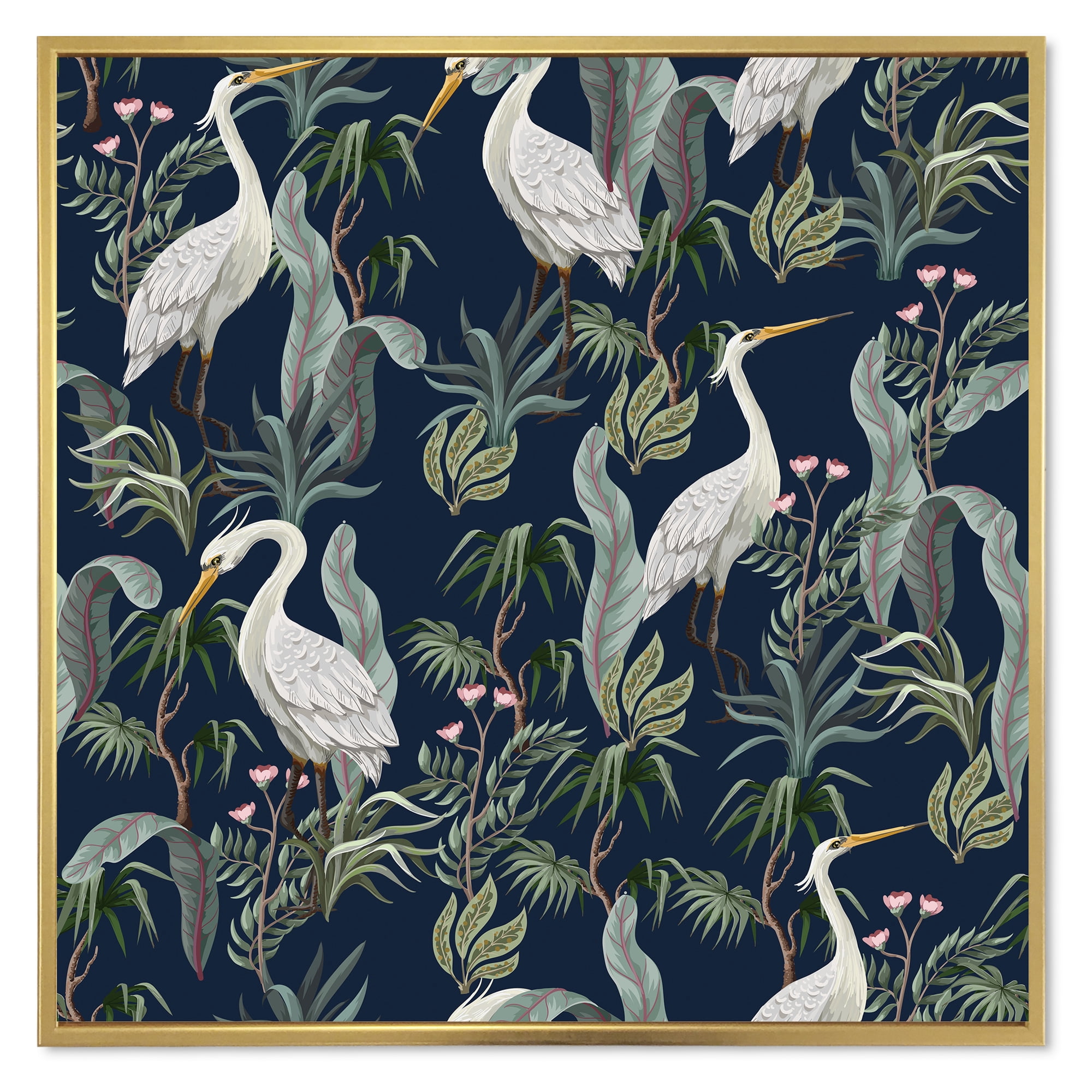 Designart 'Chinoiserie With Peonies and Birds VII' Traditional Framed Canvas Wall Art Print