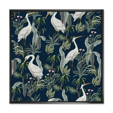 Designart 'Chinoiserie With Peonies and Birds VII' Traditional Framed Canvas Wall Art Print