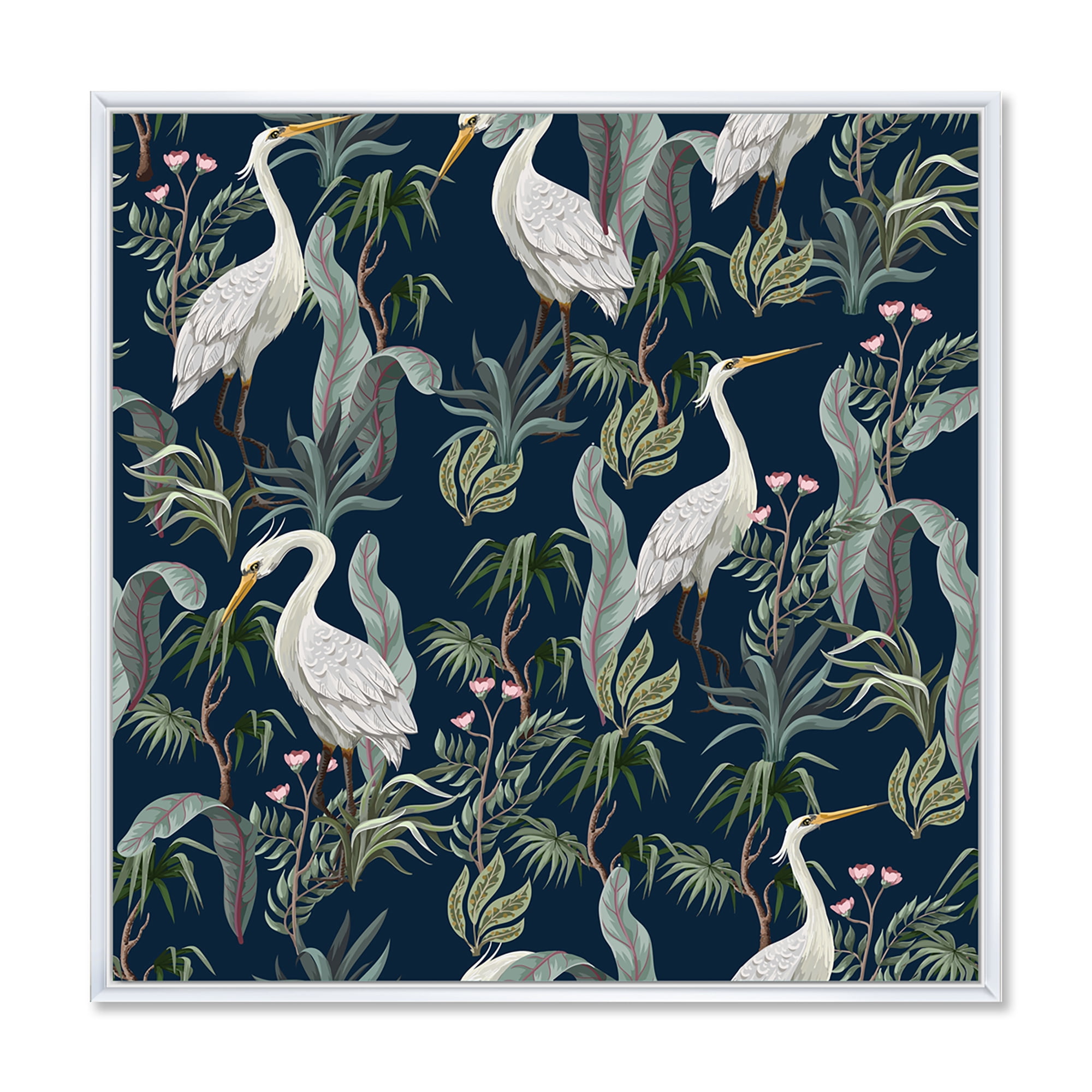 Designart 'Chinoiserie With Peonies and Birds VII' Traditional Framed Canvas Wall Art Print