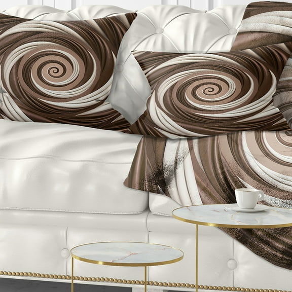 Designart Chocolate and Milk Candy Spiral Design - Abstract Throw Pillow - 12x20