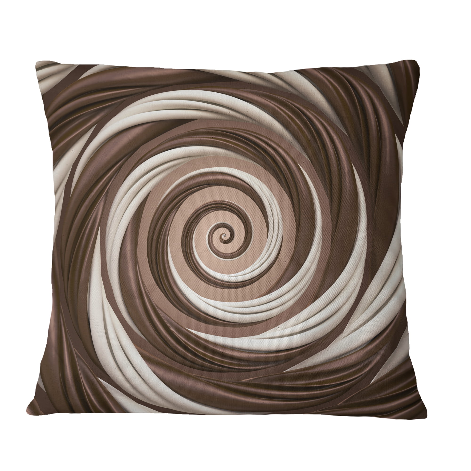 Designart Chocolate and Milk Candy Spiral Design - Abstract Throw Pillow - 16x16