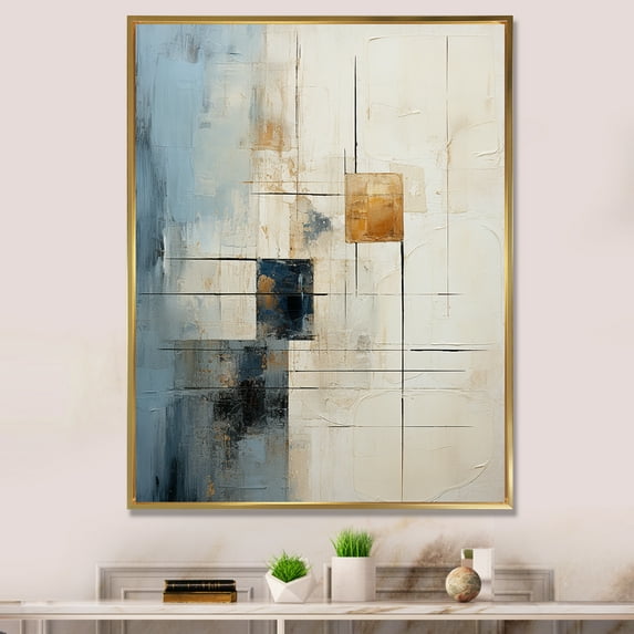 Designart "Christian Cross Geometric Mosaic" Christianity Floater Framed Wall Art Prints