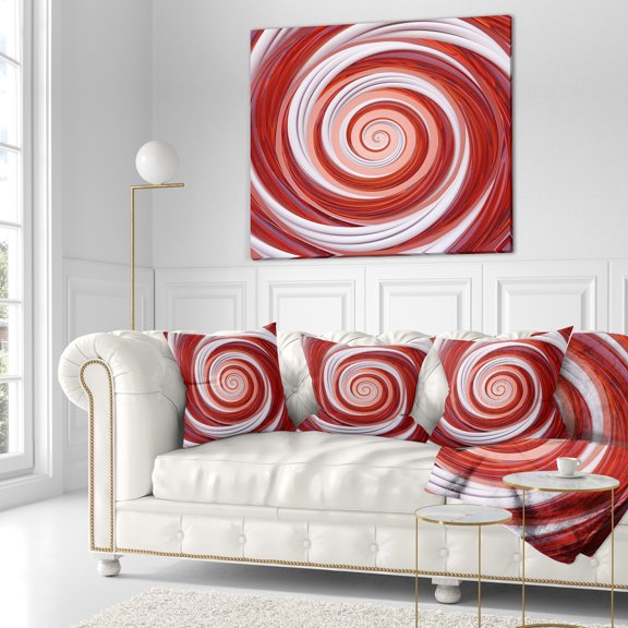 Designart Christmas Candy Cane Spiral - Abstract Throw Pillow - 16x16