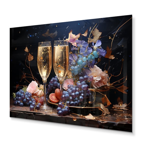 Designart "Christmas Celebration with Champagne I" Wine & Champagne Metal Art Print