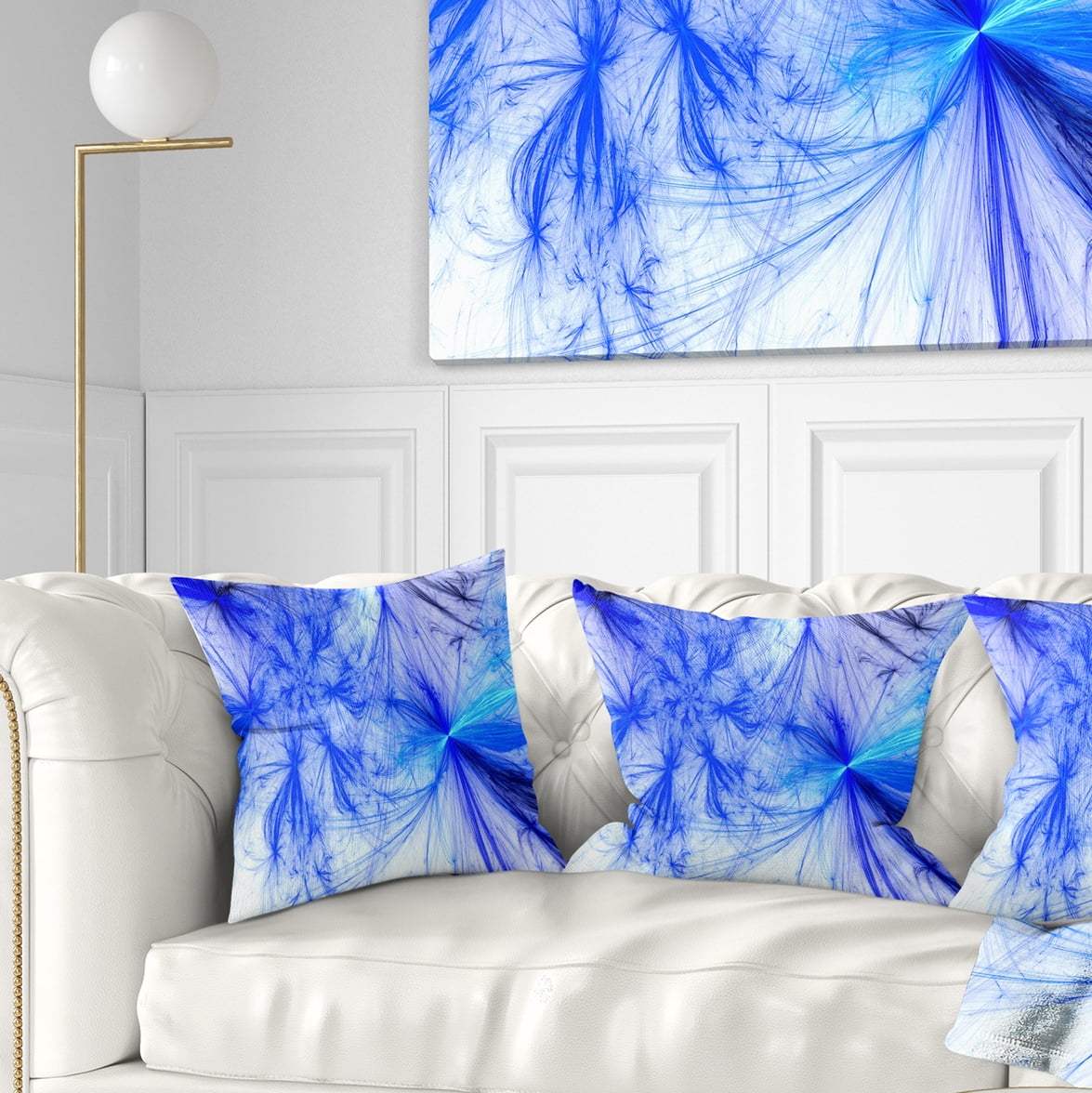 Designart Christmas Fireworks Blue - Abstract Throw Pillow - 18x18