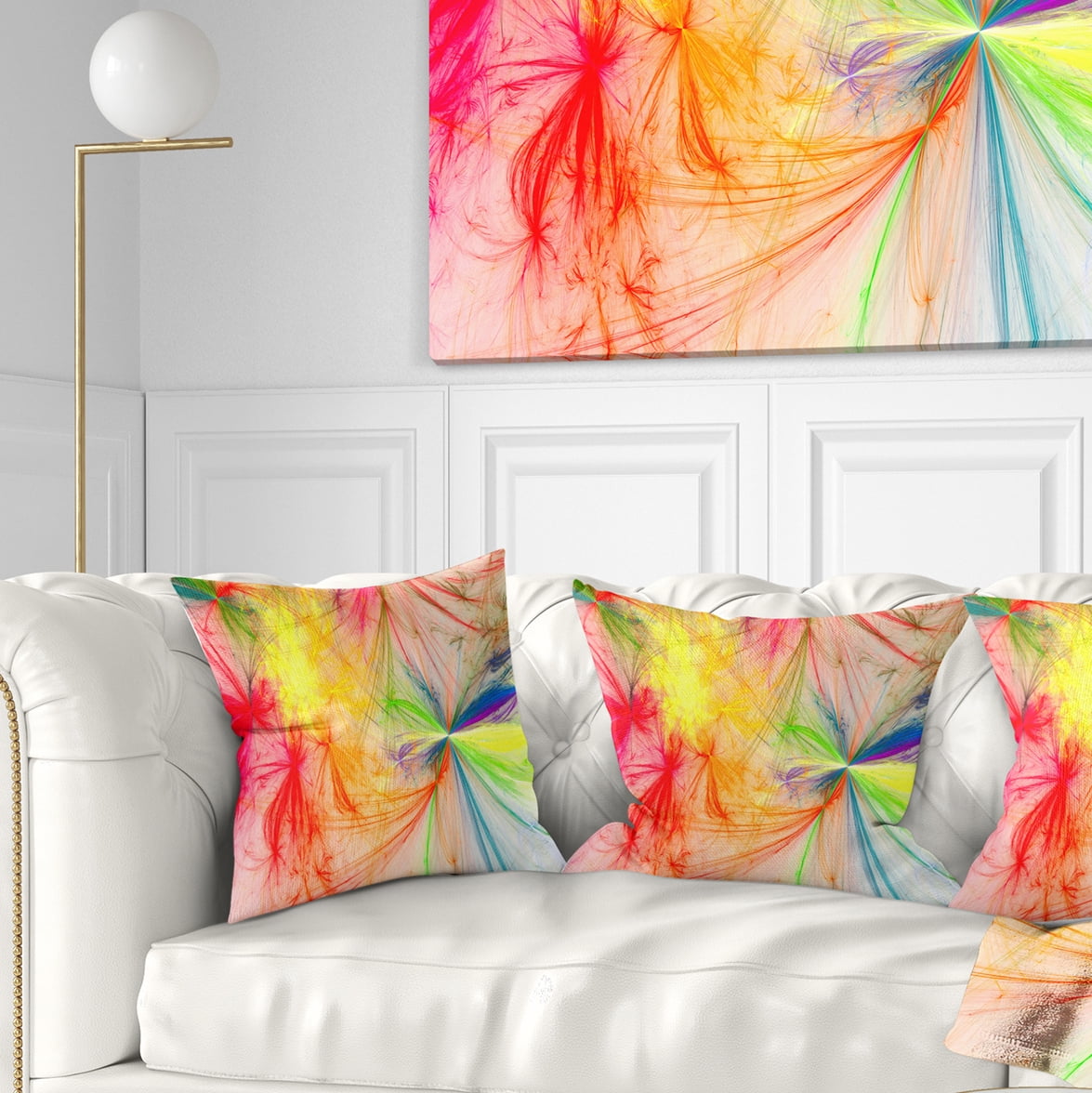 Designart Christmas Fireworks Colorful - Abstract Throw Pillow - 16x16