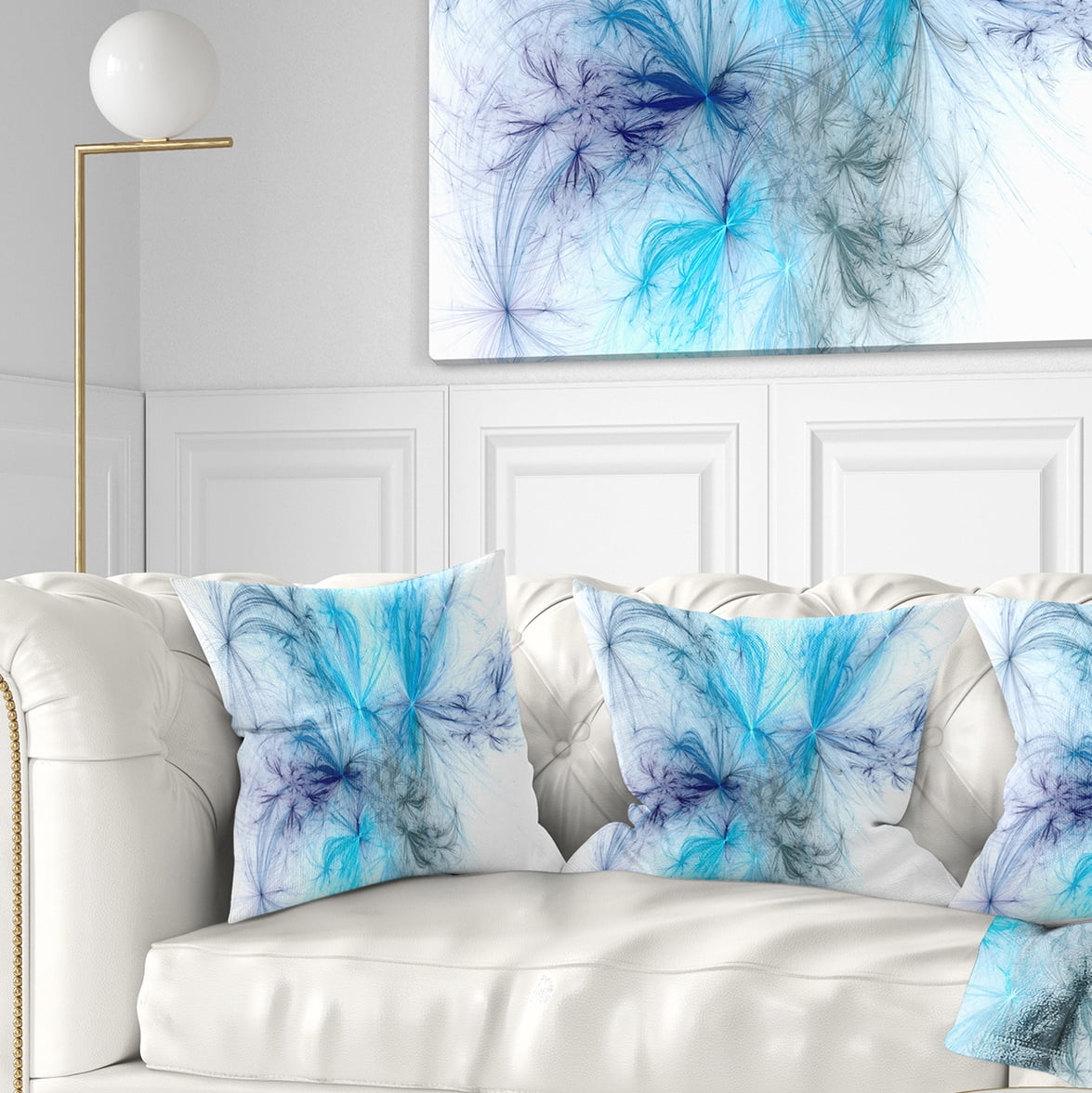 Designart Christmas Fireworks Light Blue - Abstract Throw Pillow - 18x18